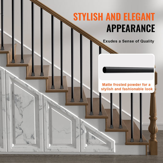 Aluminum Staircase Balusters, 19mm x 0.81m, Matte Black, 101 Pack with Screws