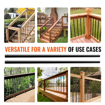 Aluminum Staircase Balusters, 19mm x 0.81m, Matte Black, 101 Pack with Screws