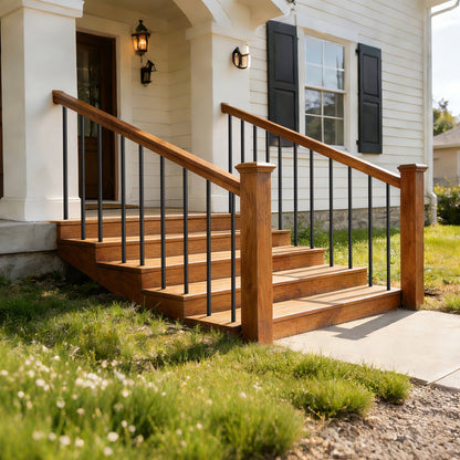 125 Pack Deck Balusters, 66 cm Aluminum Railing Spindles, 1.9 cm Diameter Hollow Round Metal Decking Stair Balusters with Connectors, Screws, for Deck, Porch & Staircase Railing Fence, Black