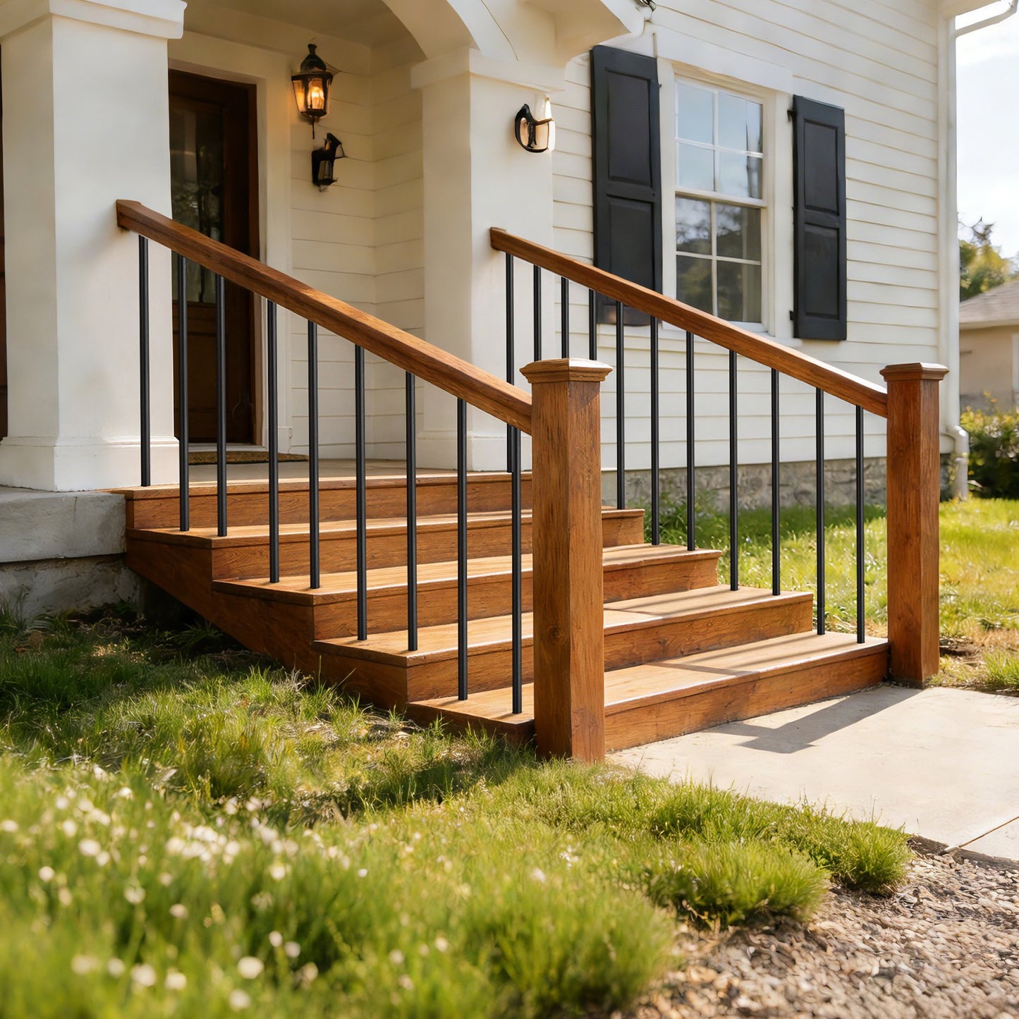 125 Pack Deck Balusters, 91.4 cm Aluminum Railing Spindles, 1.9 cm Diameter Hollow Round Metal Decking Stair Balusters with Connectors, Screws, for Deck, Porch & Staircase Railing Fence, Black