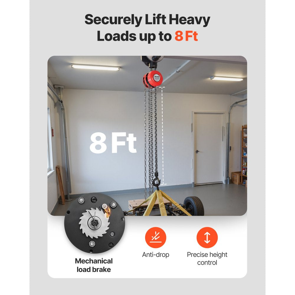 Hand Chain Hoist 1 T Capacity 2.44 m Manual Chain Block with G70 Chain