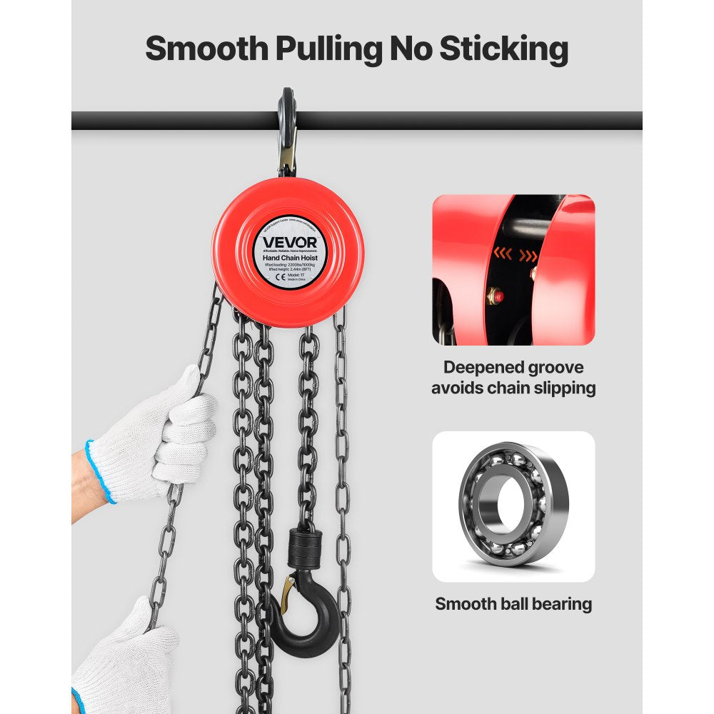 Hand Chain Hoist 1 T Capacity 2.44 m Manual Chain Block with G70 Chain