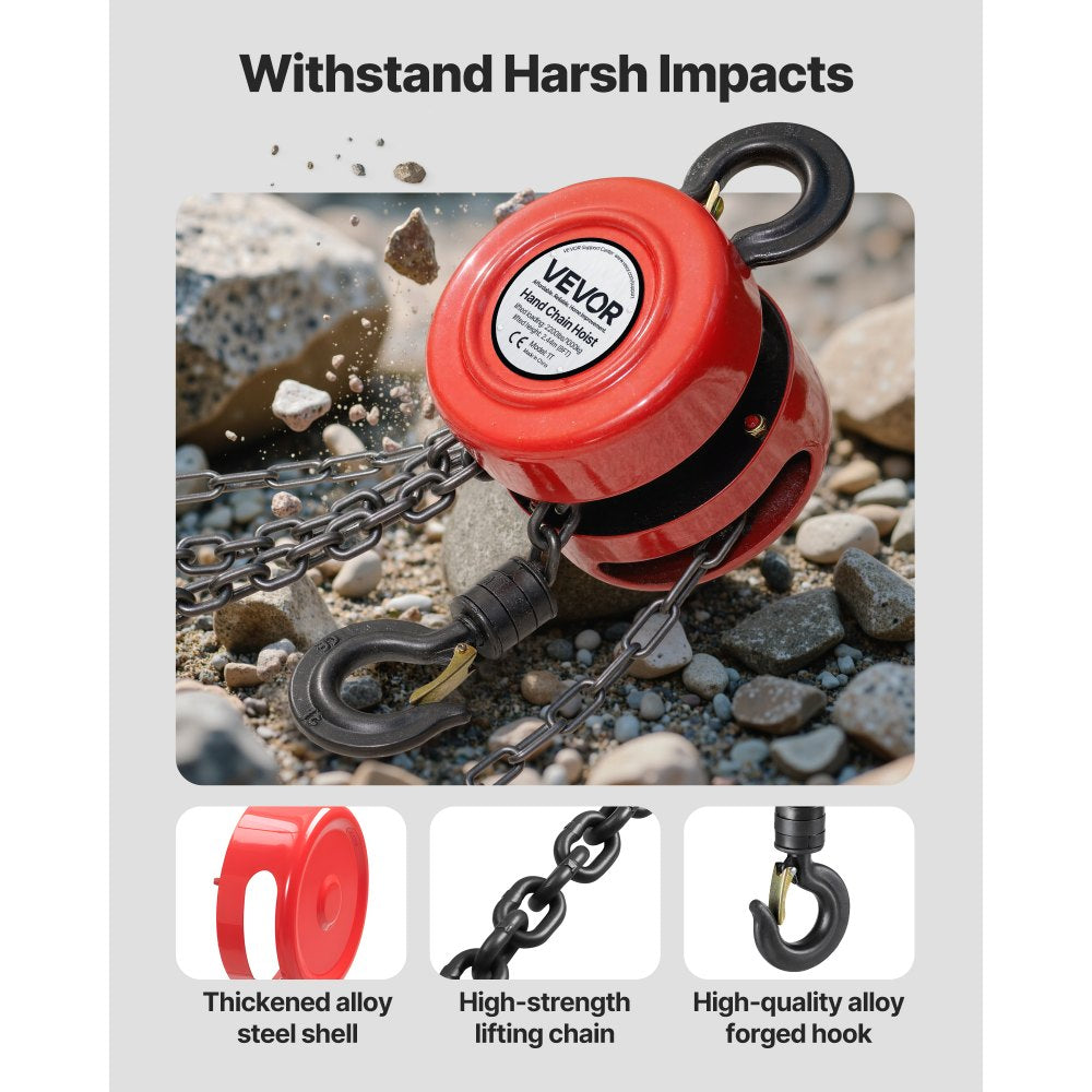 Hand Chain Hoist 1 T Capacity 2.44 m Manual Chain Block with G70 Chain