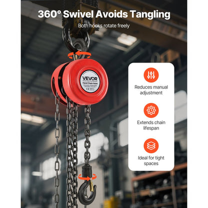 Hand Chain Hoist 1 T Capacity 2.44 m Manual Chain Block with G70 Chain