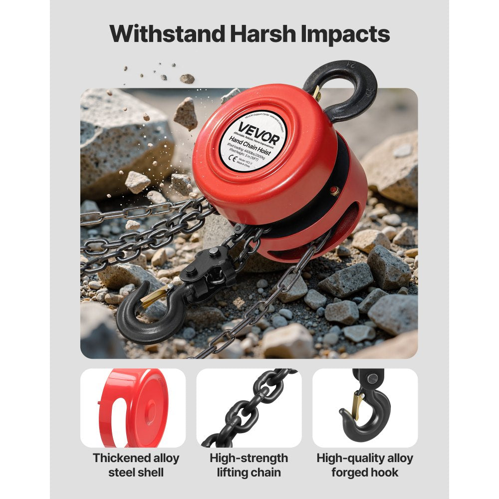 Hand Chain Hoist 2 T Capacity 3 m Manual Chain Block with G70 Chain