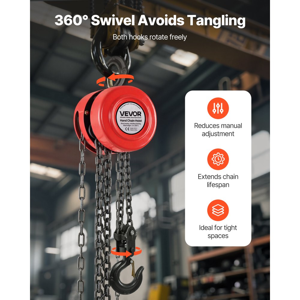 Hand Chain Hoist 2 T Capacity 3 m Manual Chain Block with G70 Chain
