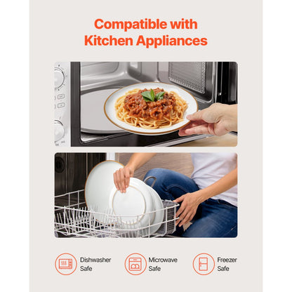 VEVOR 18 PCS Dinnerware Set Ceramic Plates and Bowls Sets Service for 6 White