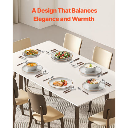 VEVOR 18 PCS Dinnerware Set Ceramic Plates and Bowls Sets Service for 6 White