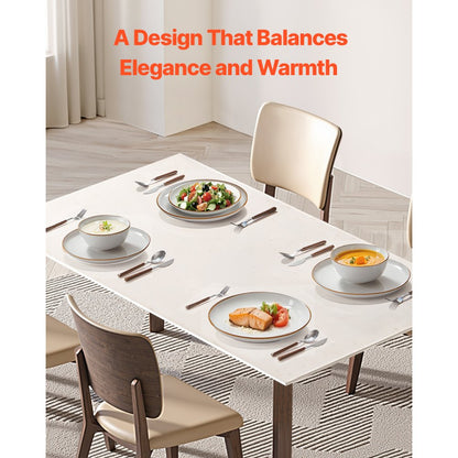 VEVOR 12 PCS Dinnerware Set Ceramic Plates and Bowls Sets Service for 4 White