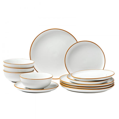 VEVOR 12 PCS Dinnerware Set Ceramic Plates and Bowls Sets Service for 4 White