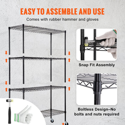 VEVOR Storage Shelving Unit with Wheels, 4-Tier Adjustable, 700 lbs Capacity, Heavy