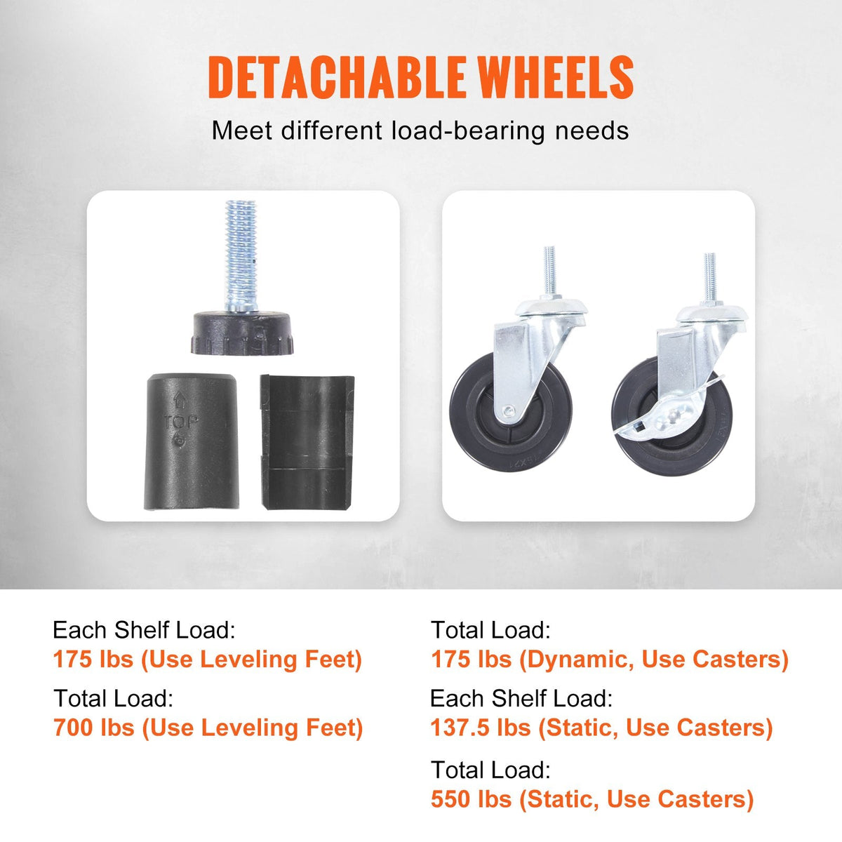 Four wheels provide convenient mobility while two locking casters improve stability