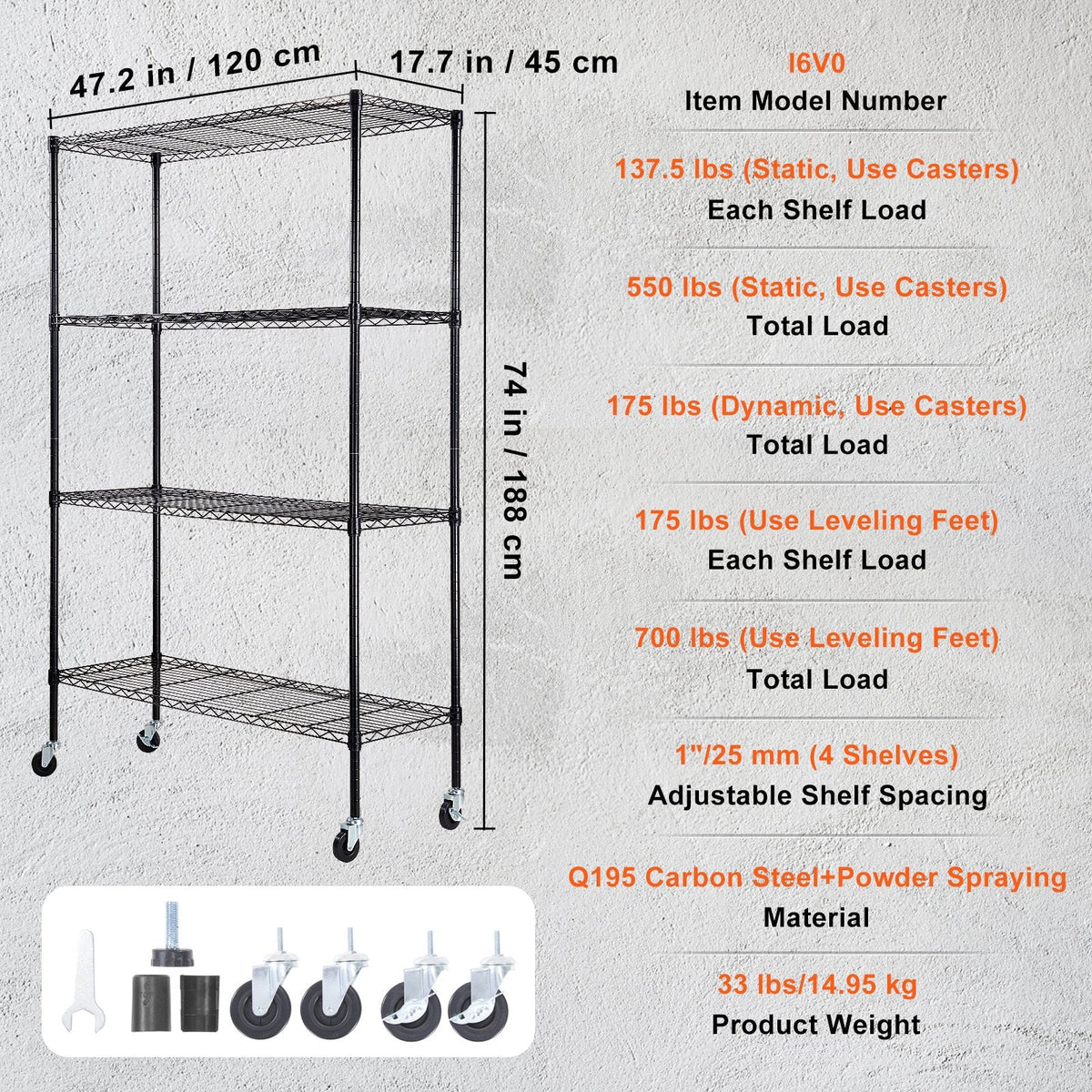 Ten included S-hooks add flexible hanging storage for tools and household accessories