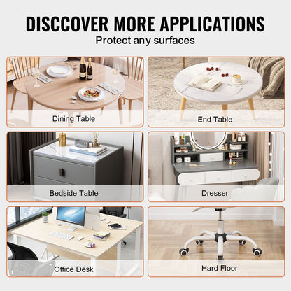 Clear PVC Table Protector, 2.0mm Thick, 1.07m Round, Easy to Maintain