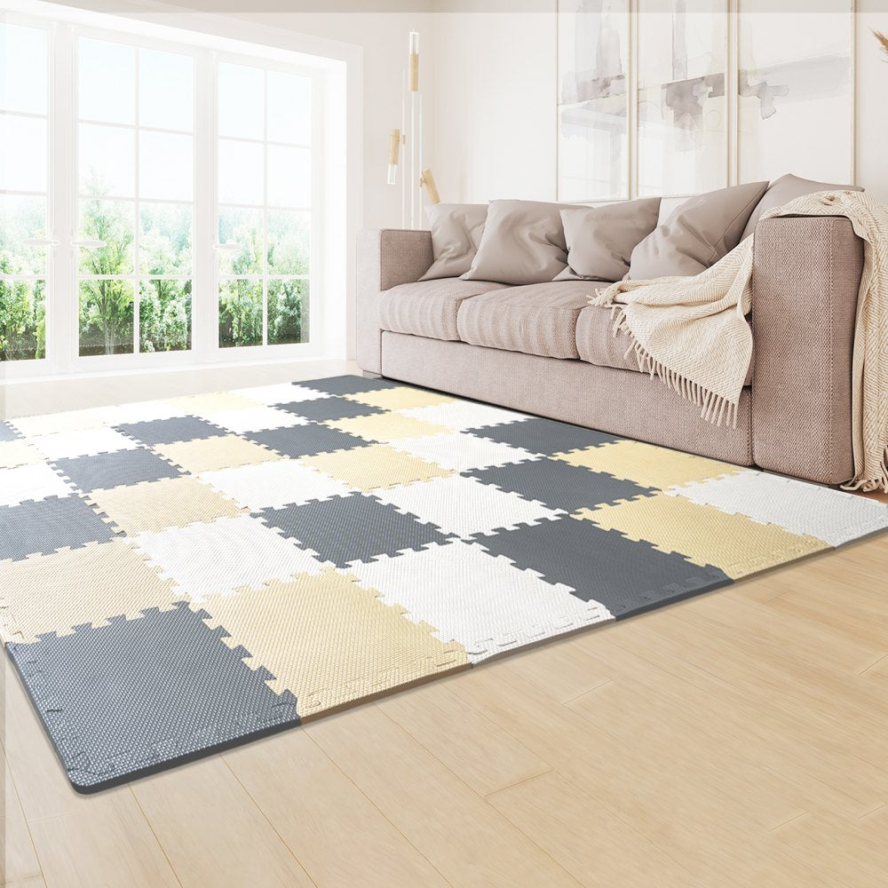Kids Foam Puzzle Floor Playmat 0.4 in 36 Pcs Interlocking EVA Soft Tiles