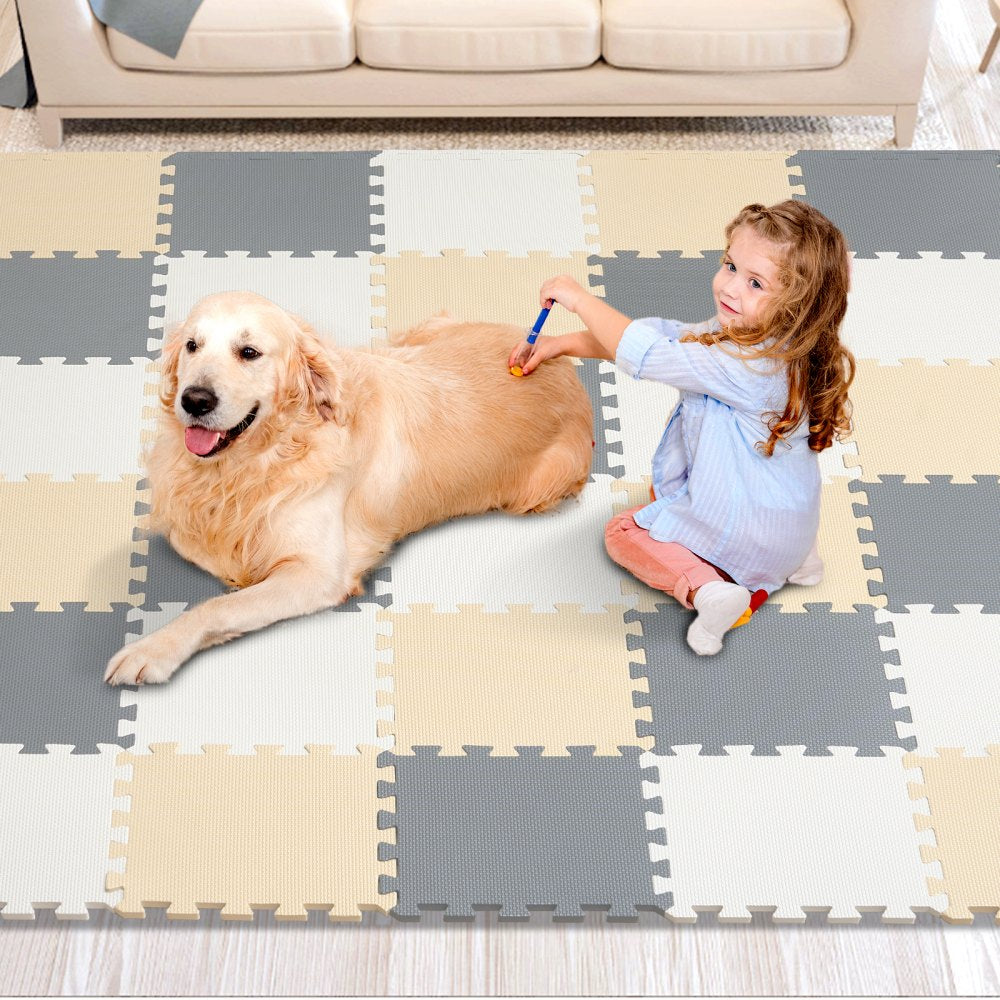 Kids Foam Puzzle Floor Playmat 0.4 in 36 Pcs Interlocking EVA Soft Tiles