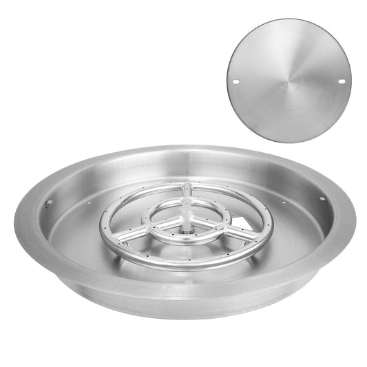 VEVOR 19 inch Round Drop-in Fire Pit Pan, Stainless Steel Fire Pit Burner, Natural