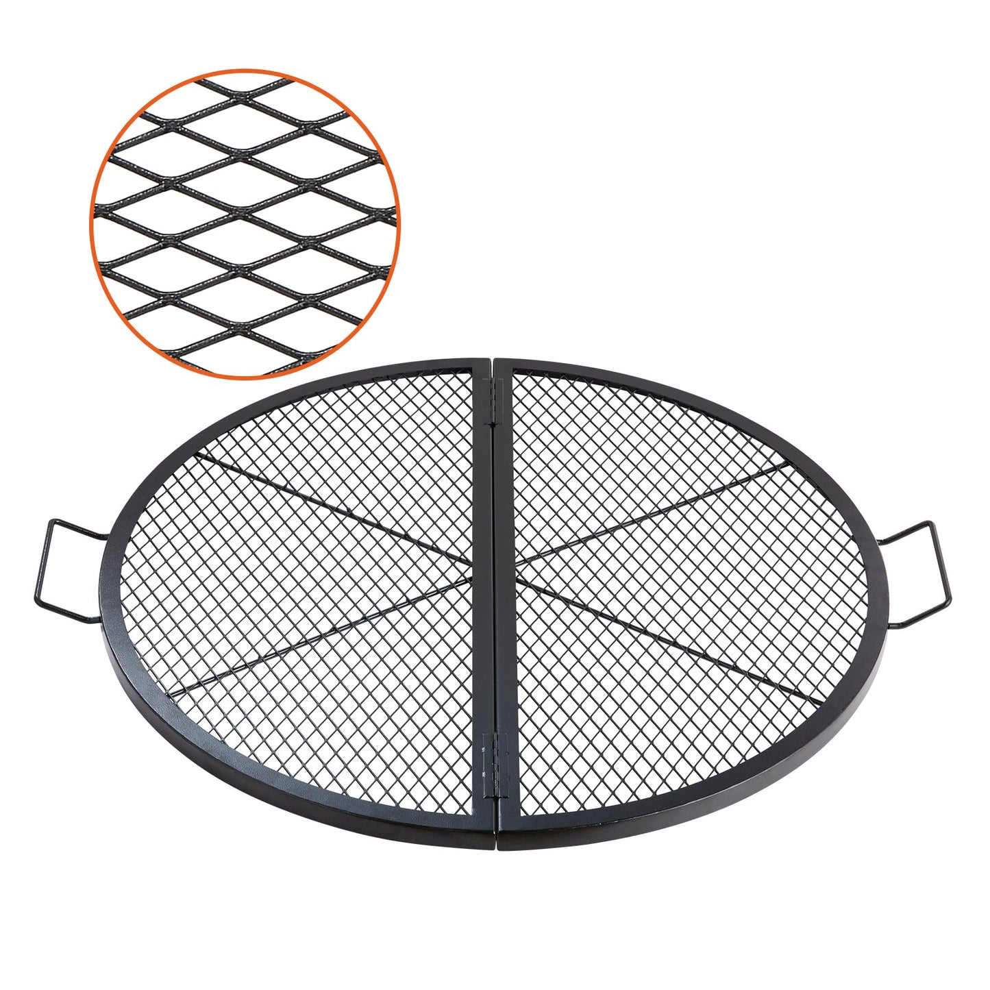 VEVOR X-Marks Fire Pit Grill Grate, Foldable Round Cooking Grate, Heavy Duty Steel