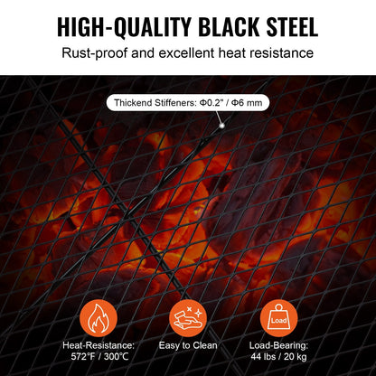 Heavy Duty Round Steel BBQ Grill Grate with Handle, 91cm, Black