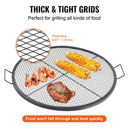 Heavy Duty Round Steel BBQ Grill Grate with Handle, 91cm, Black