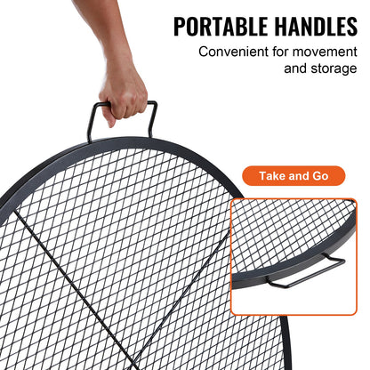 VEVOR X-Marks Fire Pit Grill Grate, Round Cooking Grate, Heavy Duty Steel Campfire