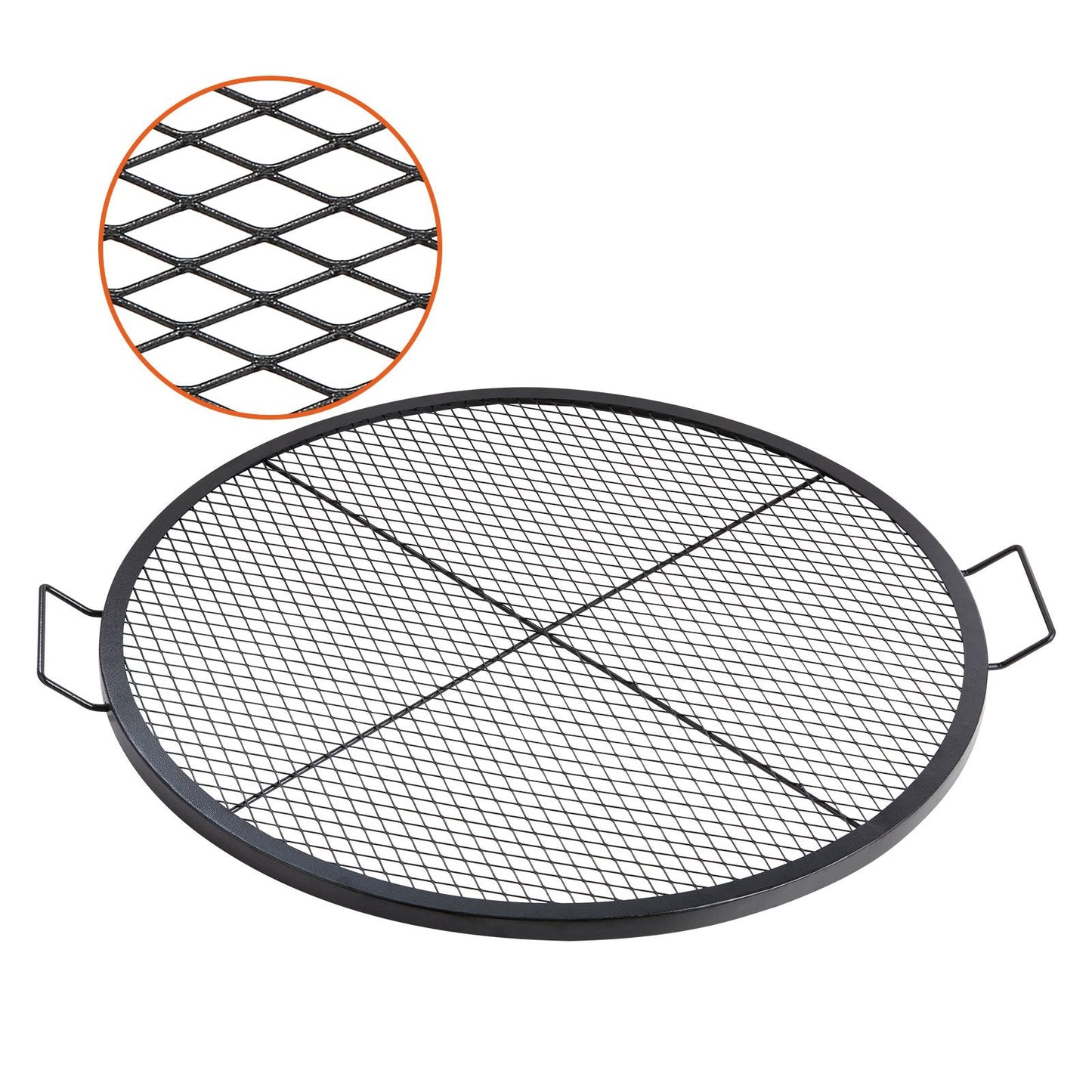 Heavy Duty Round Steel BBQ Grill Grate with Handle, 91cm, Black
