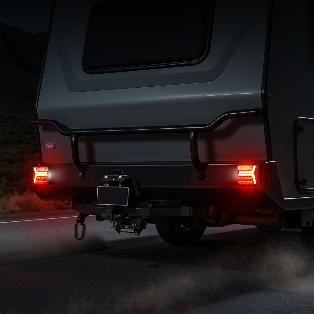 Trailer Lights, 2PCS Square Magnetic LED Trailer Tail Lights Kit with Stop Brake Turn Tail License Lamp, Waterproof Tow Lighting Kit with Wiring Harness for Boat Truck Camper RV Snowmobile Bus