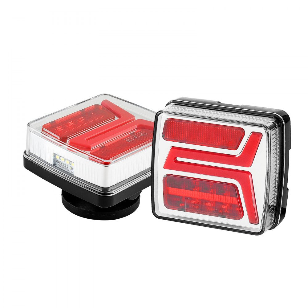 Trailer Lights, 2PCS Square Magnetic LED Trailer Tail Lights Kit with Stop Brake Turn Tail License Lamp, Waterproof Tow Lighting Kit with Wiring Harness for Boat Truck Camper RV Snowmobile Bus