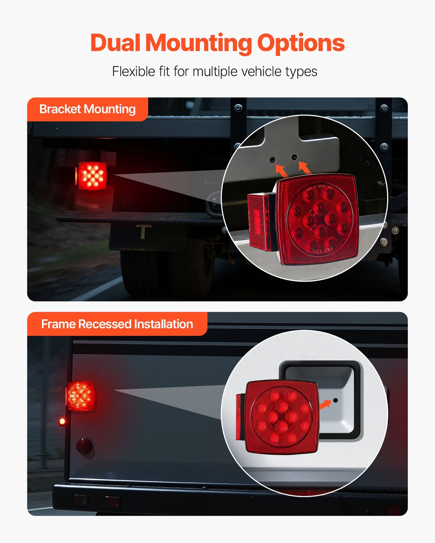 Trailer Lights, LED Trailer Tail Lights Kit with Stop Brake Turn Tail License Plate Clearance Lamp, Waterproof Tow Lighting Kit with Wiring Harness for Boat Truck Camper RV Snowmobile Caravan