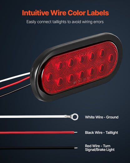 Trailer Lights, 4PCS Oval LED Trailer Tail Lights Kit with Stop Brake Turn Tail Lamp, Waterproof Tow Lighting Kit for Boat Truck Camper RV Snowmobile Bus Caravan, Dual Mounting Options, Red