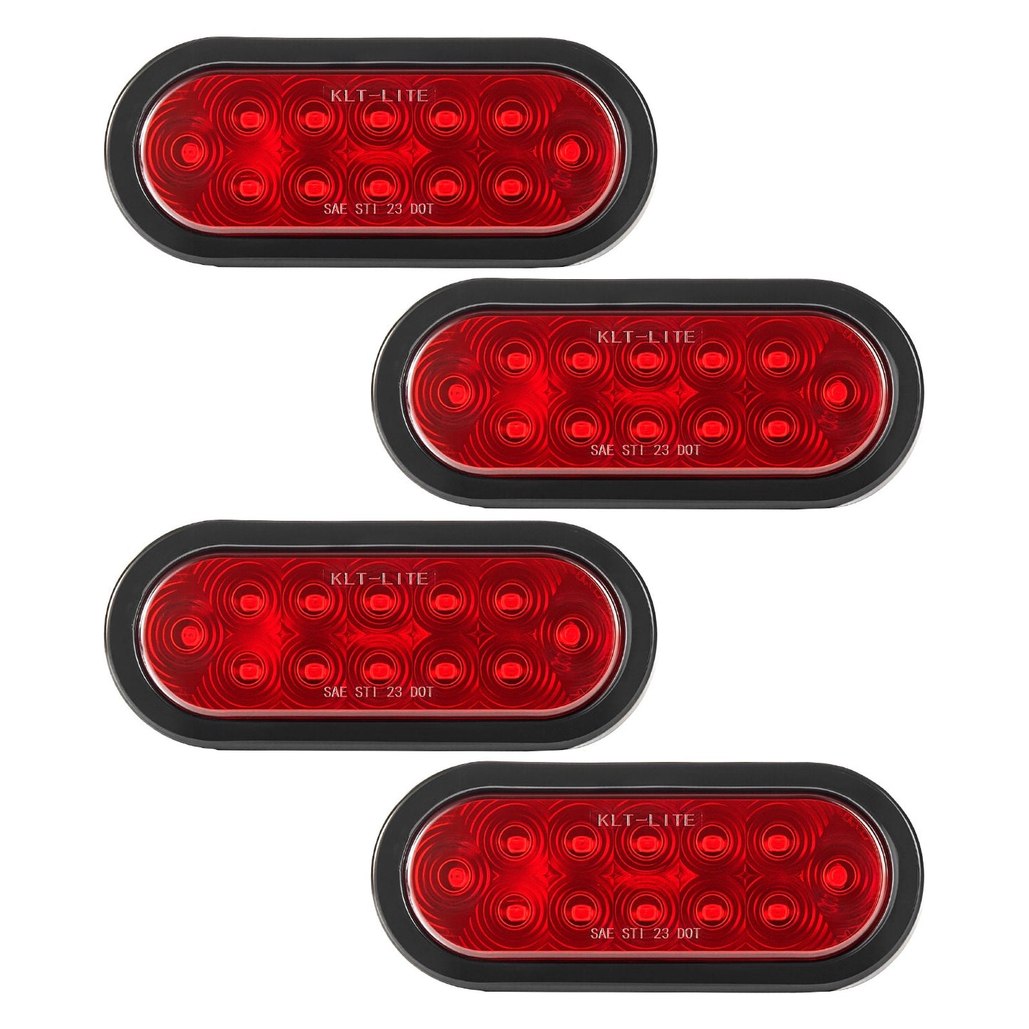Trailer Lights, 4PCS Oval LED Trailer Tail Lights Kit with Stop Brake Turn Tail Lamp, Waterproof Tow Lighting Kit for Boat Truck Camper RV Snowmobile Bus Caravan, Dual Mounting Options, Red
