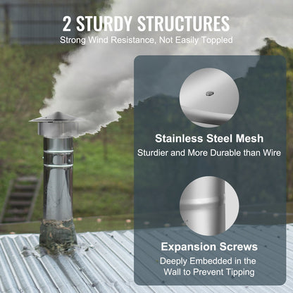Stainless Steel Chimney Cap with Removable Top for Multiple Roofs, 0.15m Diameter