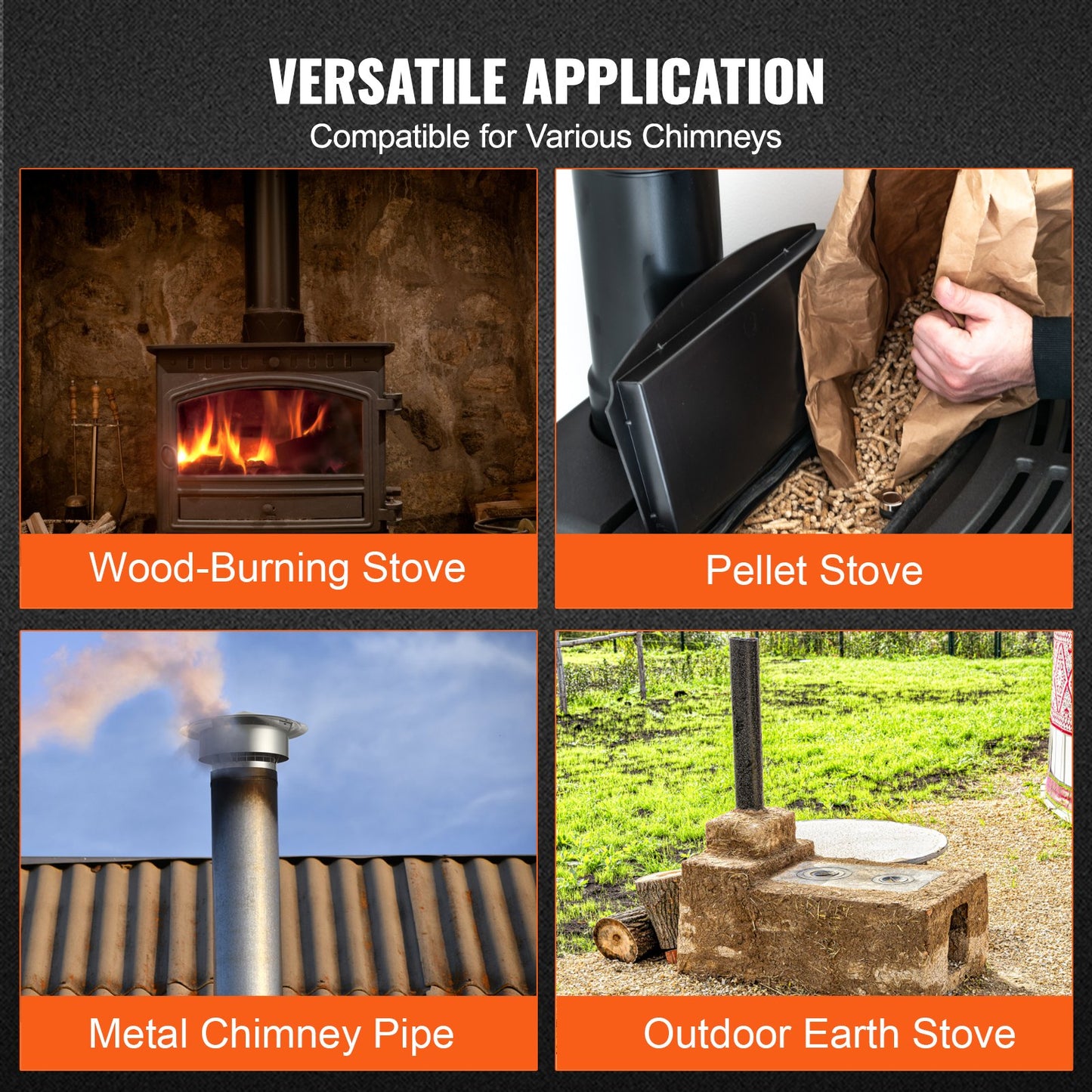 VEVOR Chimney Cap 6-inch 304 Stainless Steel Round Roof Rain Cap Cover Silver