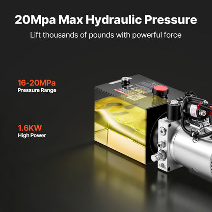 4L Hydraulic Pump, Single Acting Hydraulic Power Unit, 22Mpa Max Relief Pressure, 3.4L/Min Flow Rate, DC12V 1.6KW Hydraulic Power Unit for Dump Trailer Car Lifting (Horizontal Installation)