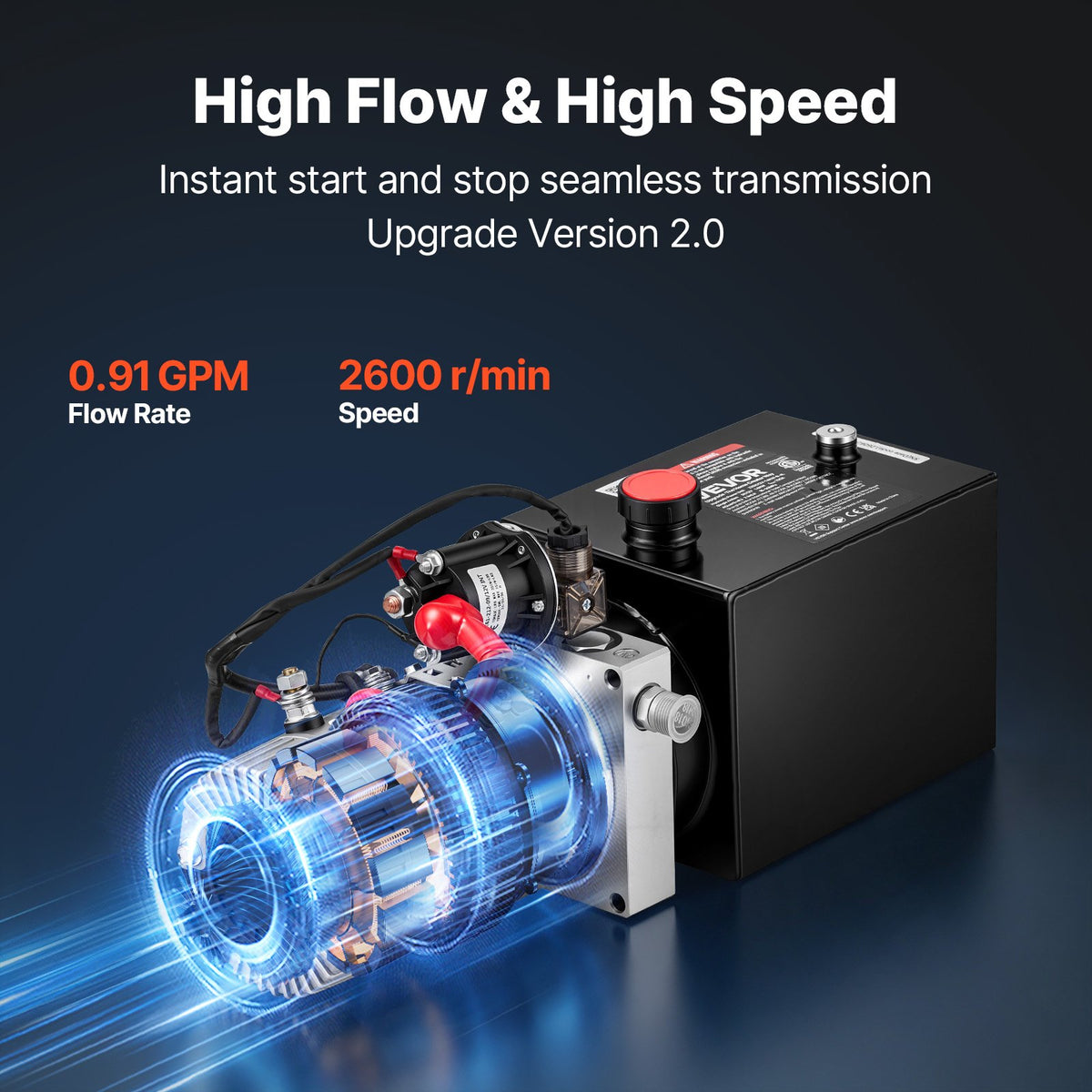4L Hydraulic Pump, Single Acting Hydraulic Power Unit, 22Mpa Max Relief Pressure, 3.4L/Min Flow Rate, DC12V 1.6KW Hydraulic Power Unit for Dump Trailer Car Lifting (Horizontal Installation)