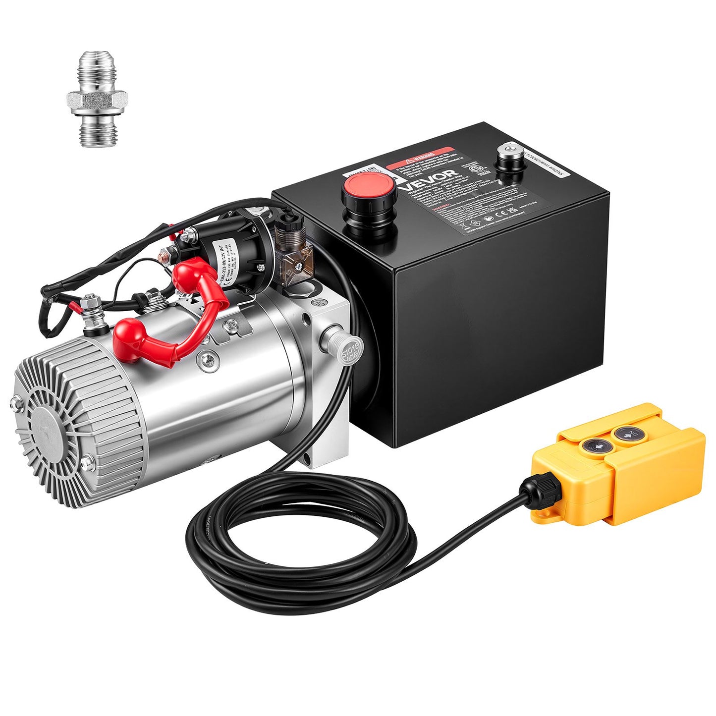 4L Hydraulic Pump, Single Acting Hydraulic Power Unit, 22Mpa Max Relief Pressure, 3.4L/Min Flow Rate, DC12V 1.6KW Hydraulic Power Unit for Dump Trailer Car Lifting (Horizontal Installation)