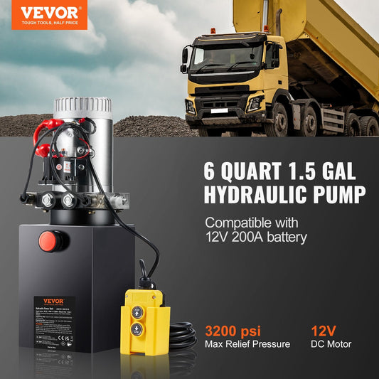 Hydraulic Pump 1.5 m³ Double Acting Dump Trailer Power Unit 12V DC