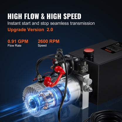 Hydraulic Pump 1.5 m³ Double Acting Dump Trailer Power Unit 12V DC