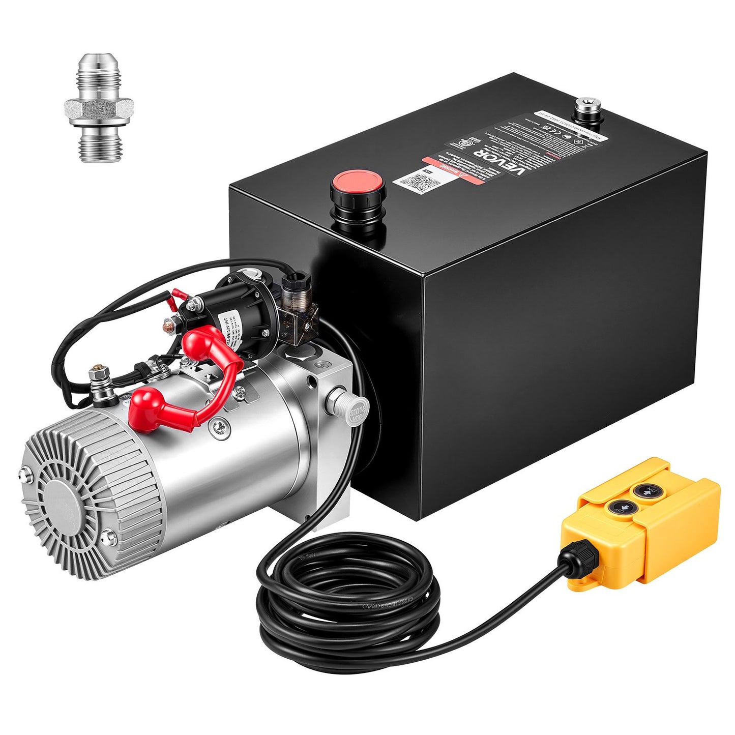 12L Hydraulic Pump, Single Acting Hydraulic Power Unit, 22Mpa Max Relief Pressure, 3.4L/Min Flow Rate, DC12V 1.6KW Hydraulic Power Unit for Dump Trailer Car Lifting (Horizontal Installation)