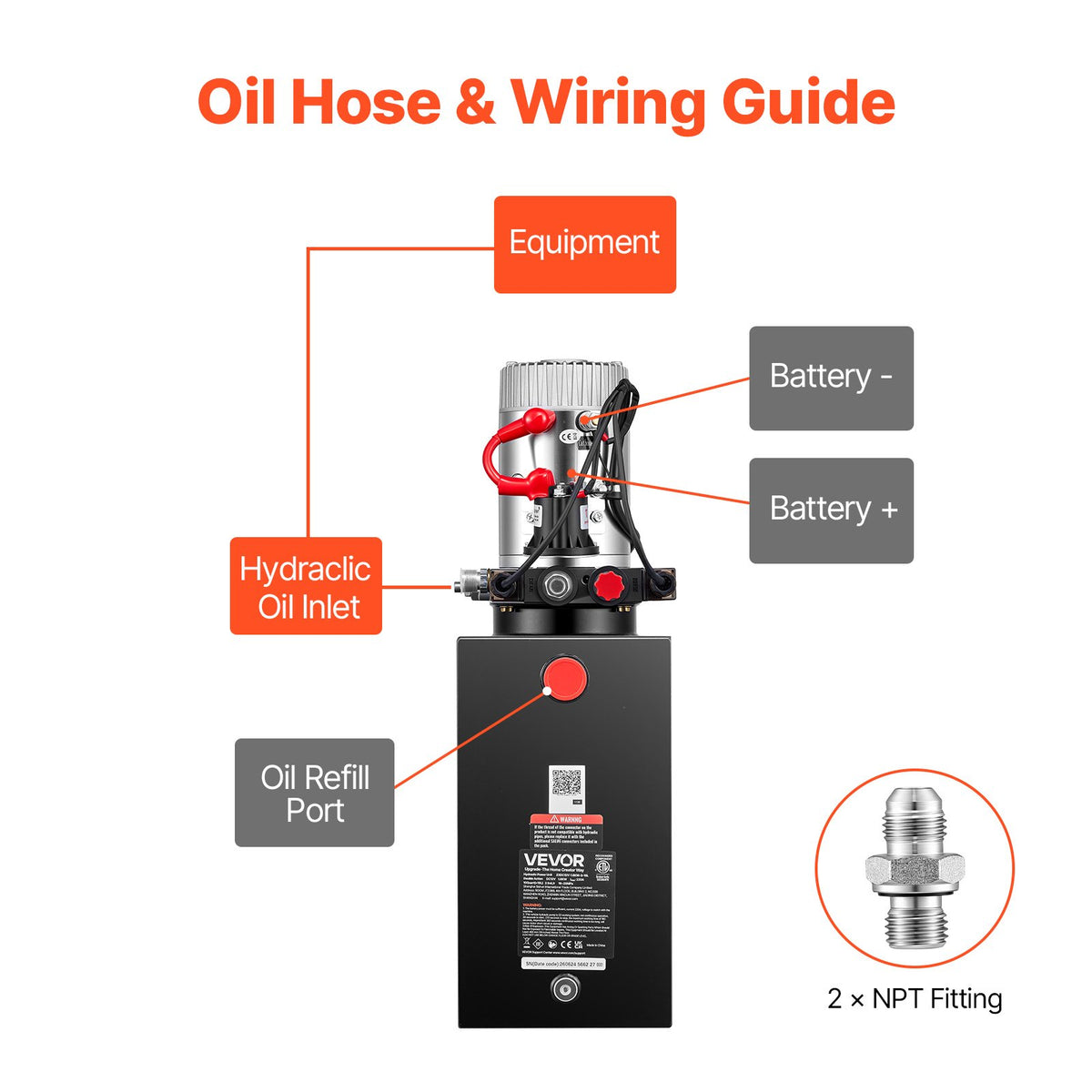 10L Hydraulic Pump, Double Acting Hydraulic Trailer Pump, 22Mpa Max Relief Pressure, 3.4L/Min Flow Rate, DC12V 1.6KW Power Unit for Dump Trailer Car Lifting (Horizontal Installation)