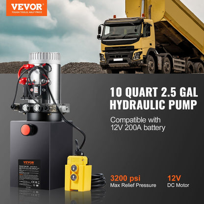 Hydraulic Power Unit, 2.5 Gal Double-Acting Pump, 3200 PSI, 0.91 GPM Flow Rate