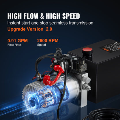 VEVOR Hydraulic Pump, 10 Quart Hydraulic Power Unit, Double Acting Dump Trailer