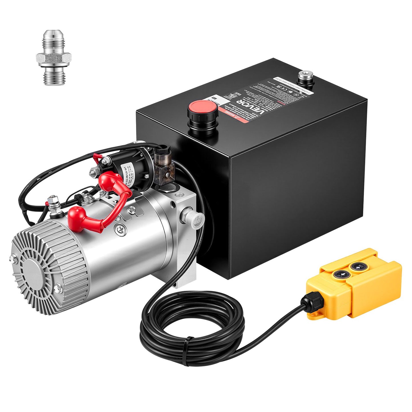 8L Hydraulic Pump, Single Acting Hydraulic Power Unit, 22Mpa Max Relief Pressure, 3.4L/Min Flow Rate, DC12V 1.6KW Hydraulic Power Unit for Dump Trailer Car Lifting (Horizontal Installation)