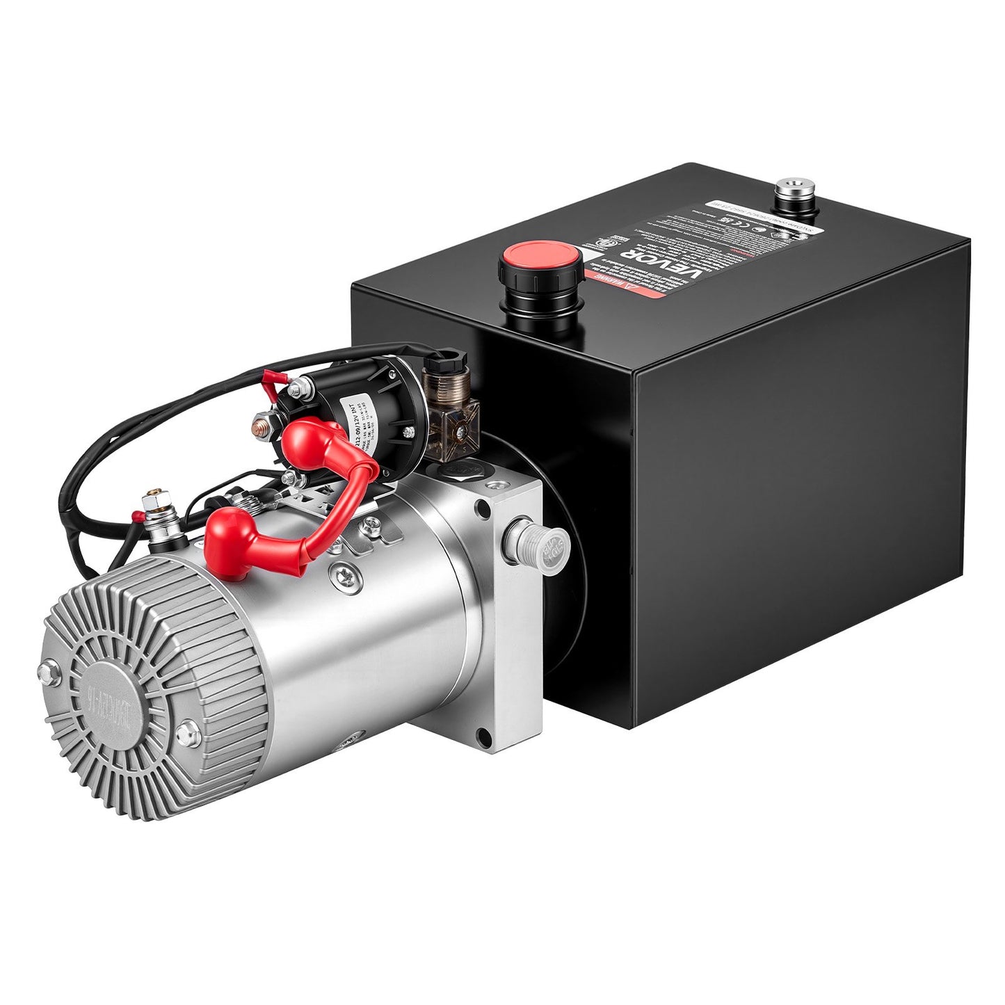 8L Hydraulic Pump, Single Acting Hydraulic Power Unit, 22Mpa Max Relief Pressure, 3.4L/Min Flow Rate, DC12V 1.6KW Hydraulic Power Unit for Dump Trailer Car Lifting (Horizontal Installation)