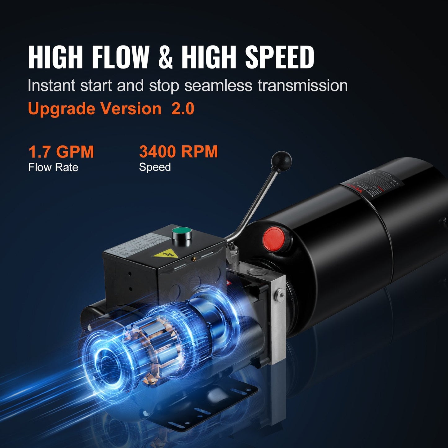 Hydraulic Power Unit, 10L Single Acting Pump for Dump Trailers, 1.7 GPM, 3200 PSI