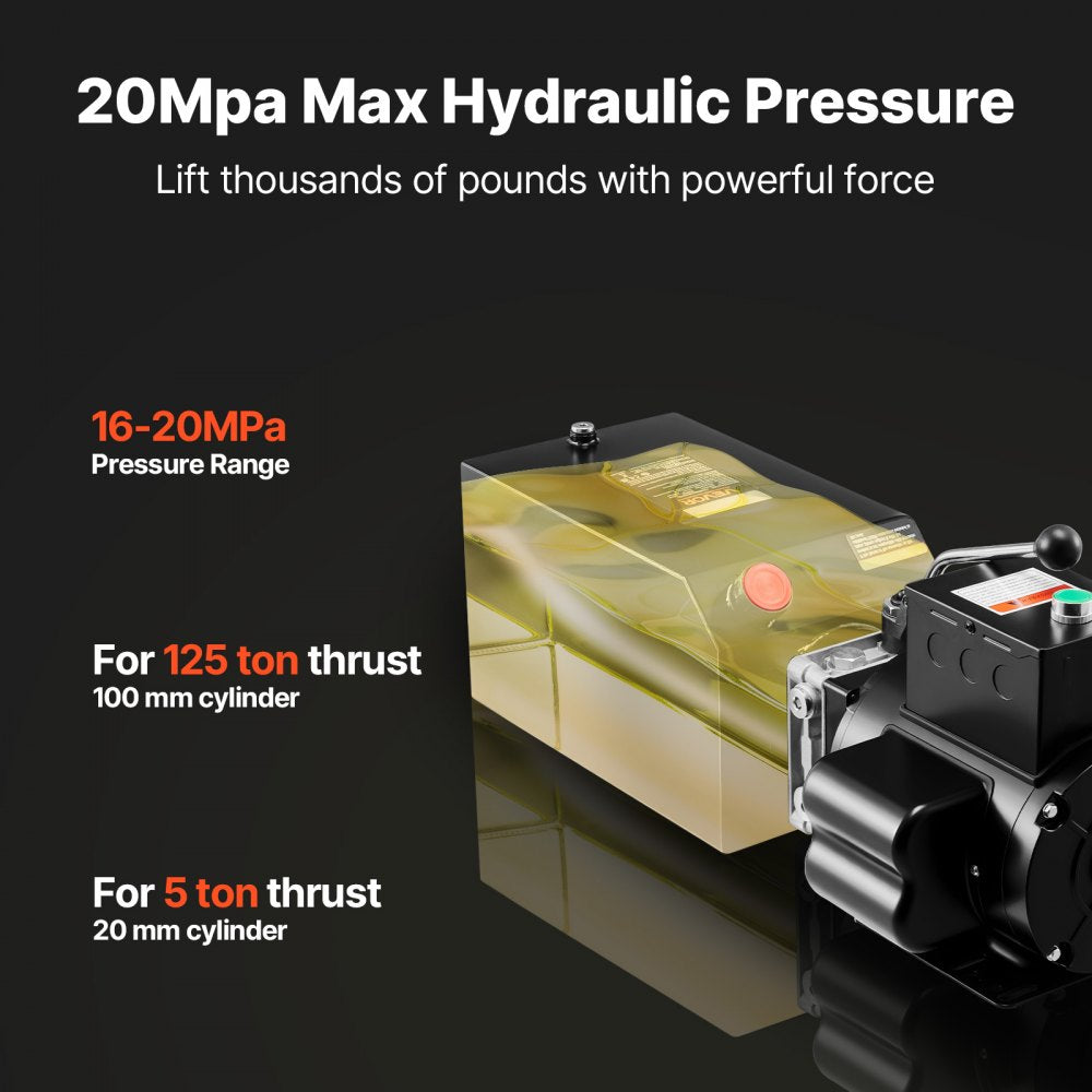 Hydraulic Pump Power Unit AC 220V 15 Quart Single Acting Hydraulic Unit