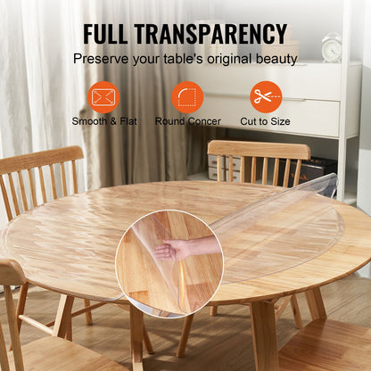 VEVOR Clear Table Cover Protector, 42 inch/1068 mm Round Table Cover, 1.5 mm Thick
