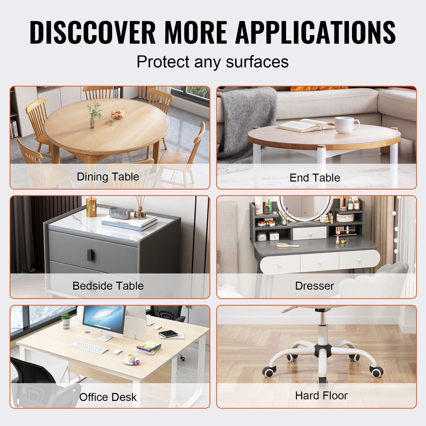 VEVOR Clear Table Cover Protector, 42 inch/1068 mm Round Table Cover, 1.5 mm Thick