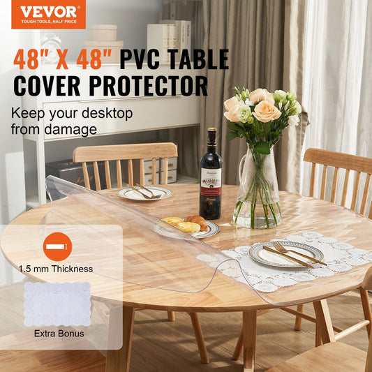 1.5mm transparent PVC table protector provides waterproof protection for dining and coffee tables
