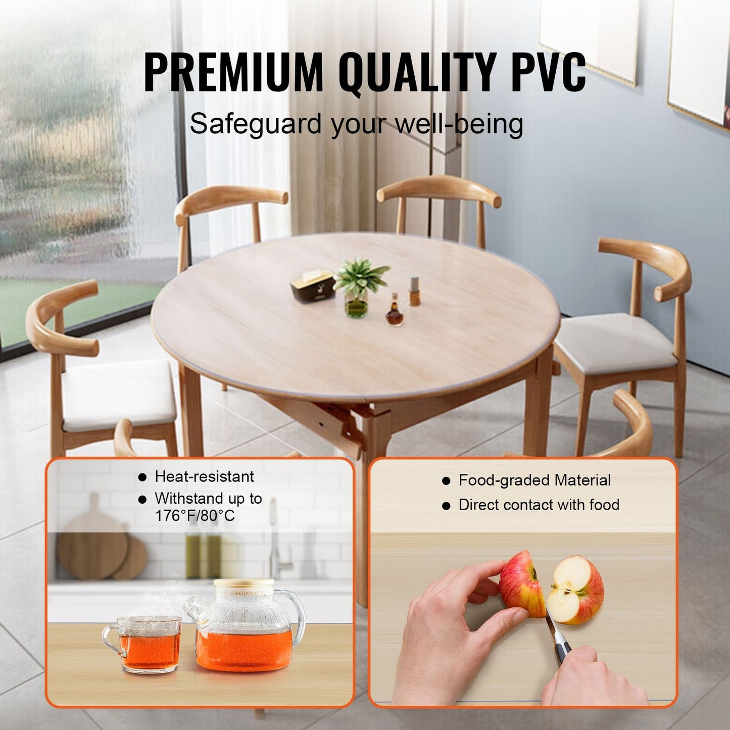 Round Transparent Table Cover, 1.23m Diameter, 1.5mm Thick, PVC Protector